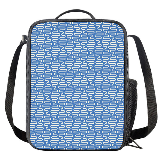 Blue And White DNA Pattern Print Crossbody Lunch Bag