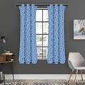 Blue And White DNA Pattern Print Grommet Curtain Panels