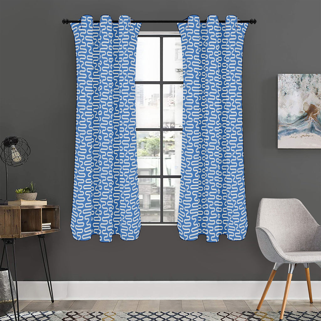 Blue And White DNA Pattern Print Curtain