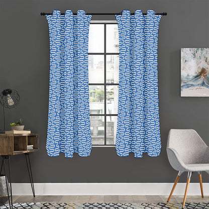 Blue And White DNA Pattern Print Curtain