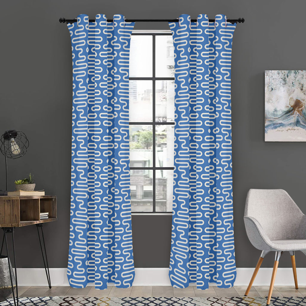 Blue And White DNA Pattern Print Curtain