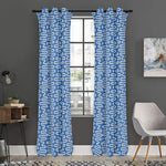 Blue And White DNA Pattern Print Curtain