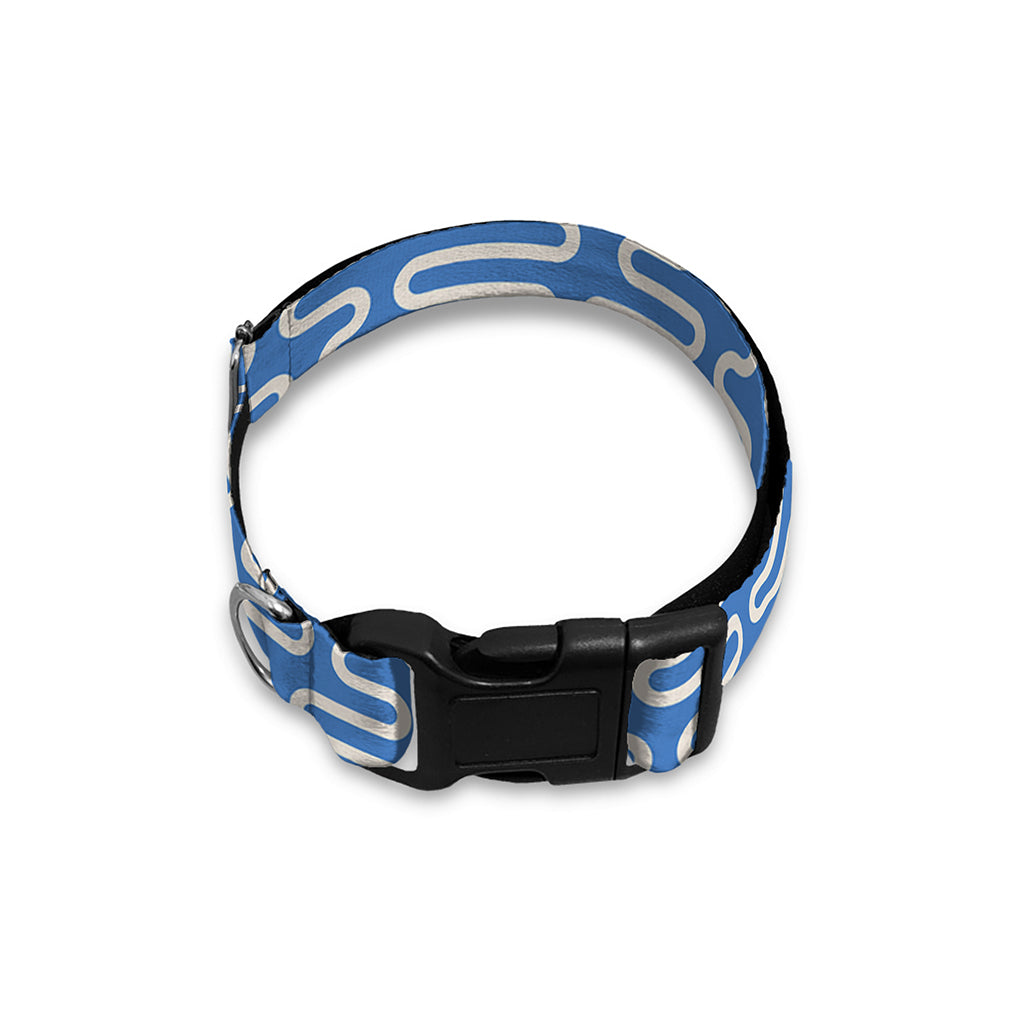 Blue And White DNA Pattern Print Dog Collar