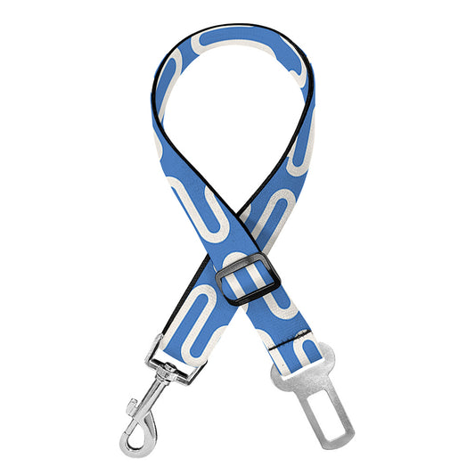 Blue And White DNA Pattern Print Dog Seat Belt