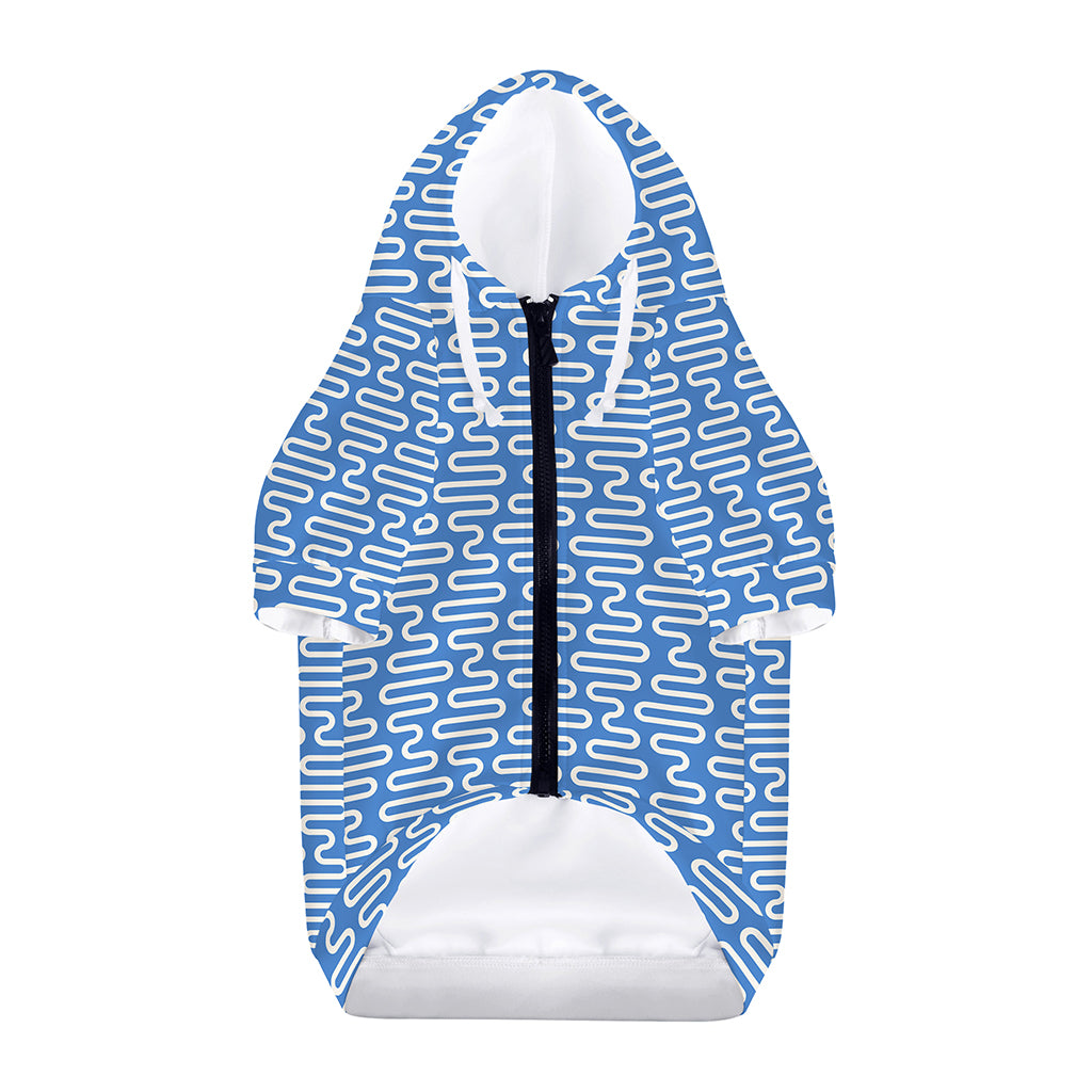 Blue And White DNA Pattern Print Dog Zip Up Hoodie
