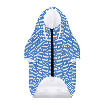 Blue And White DNA Pattern Print Dog Zip Up Hoodie