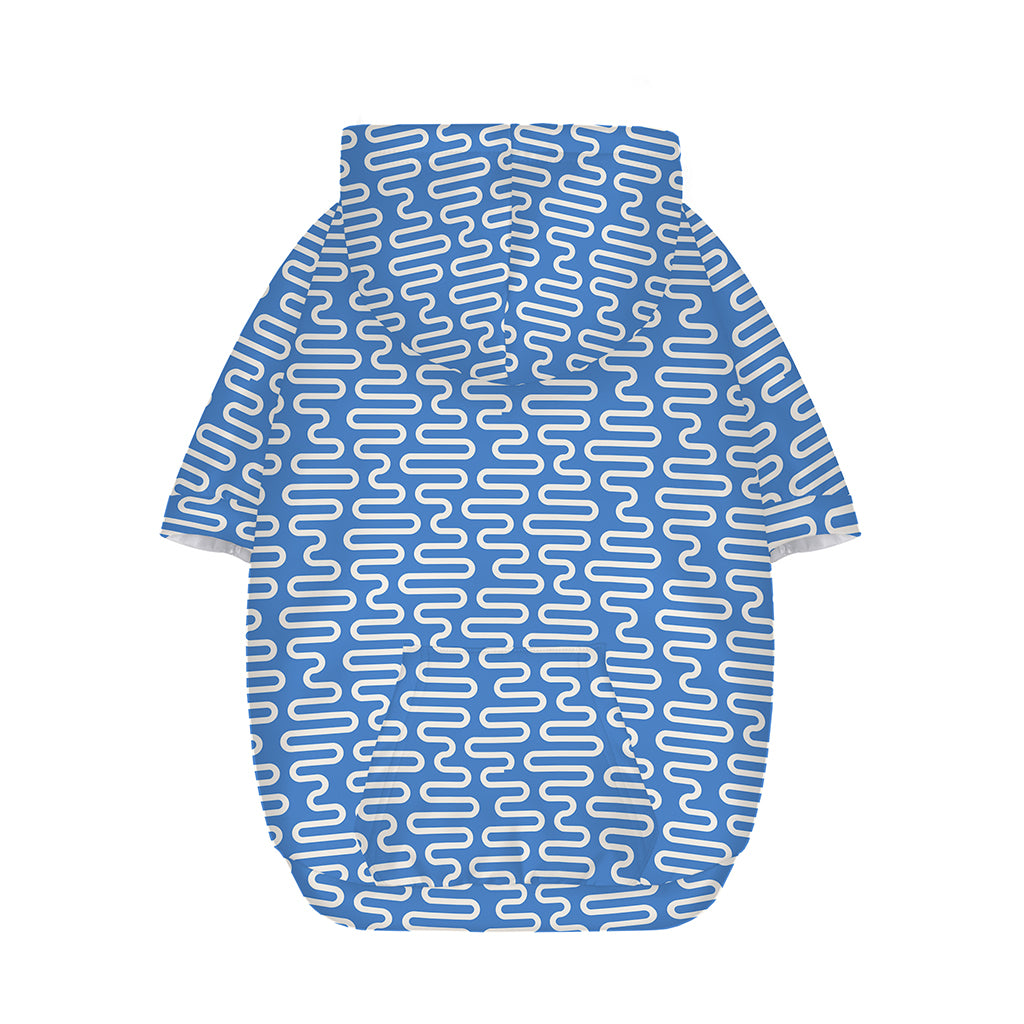 Blue And White DNA Pattern Print Dog Zip Up Hoodie
