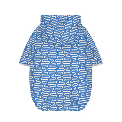 Blue And White DNA Pattern Print Dog Zip Up Hoodie
