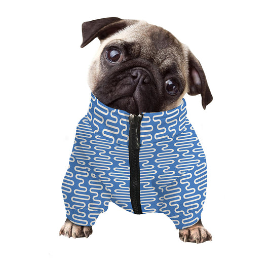 Blue And White DNA Pattern Print Dog Zip Up Jacket