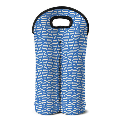 Blue And White DNA Pattern Print Double Neoprene Wine Tote