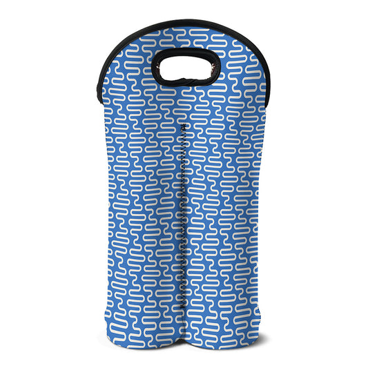Blue And White DNA Pattern Print Double Neoprene Wine Tote