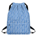 Blue And White DNA Pattern Print Drawstring Backpack