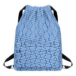 Blue And White DNA Pattern Print Drawstring Backpack