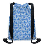 Blue And White DNA Pattern Print Drawstring Backpack