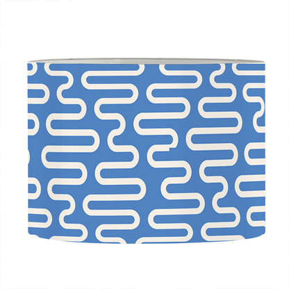 Blue And White DNA Pattern Print Drum Lamp Shade