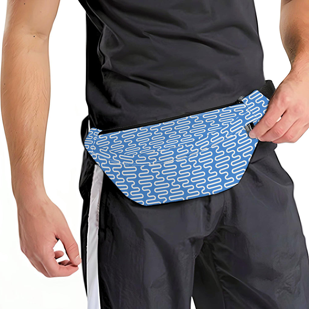 Blue And White DNA Pattern Print Fanny Pack