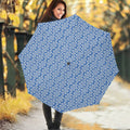 Blue And White DNA Pattern Print Foldable Umbrella