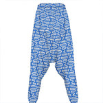 Blue And White DNA Pattern Print Hammer Pants