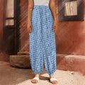 Blue And White DNA Pattern Print Harem Pants