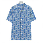 Blue And White DNA Pattern Print Hawaiian Shirt