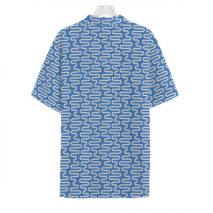 Blue And White DNA Pattern Print Hawaiian Shirt