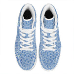 Blue And White DNA Pattern Print High Top Leather Sneakers