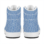Blue And White DNA Pattern Print High Top Leather Sneakers