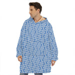 Blue And White DNA Pattern Print Hoodie Blanket