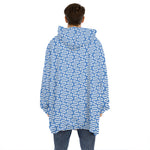 Blue And White DNA Pattern Print Hoodie Blanket