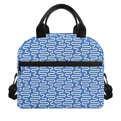 Blue And White DNA Pattern Print Insulated Lunch Bag