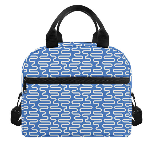Blue And White DNA Pattern Print Insulated Lunch Bag