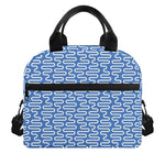Blue And White DNA Pattern Print Insulated Lunch Bag