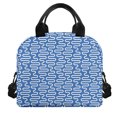 Blue And White DNA Pattern Print Insulated Lunch Bag