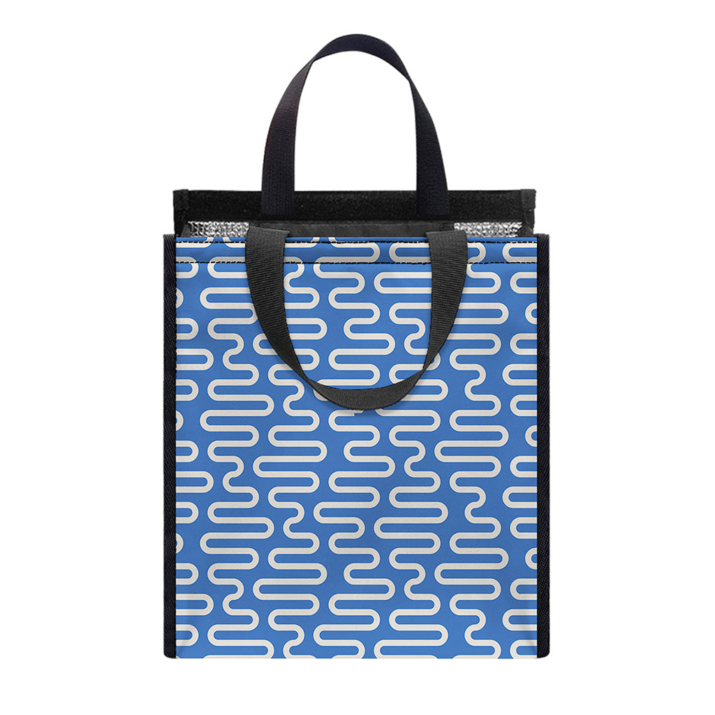Blue And White DNA Pattern Print Insulated Lunch Tote