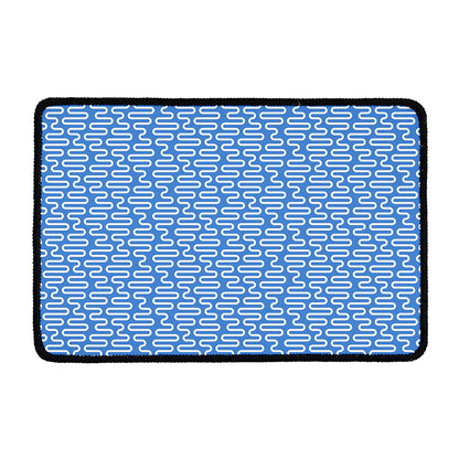 Blue And White DNA Pattern Print Kitchen Mat