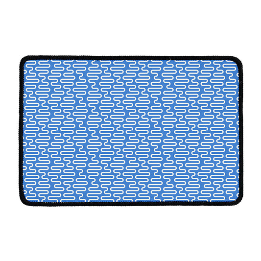 Blue And White DNA Pattern Print Kitchen Mat