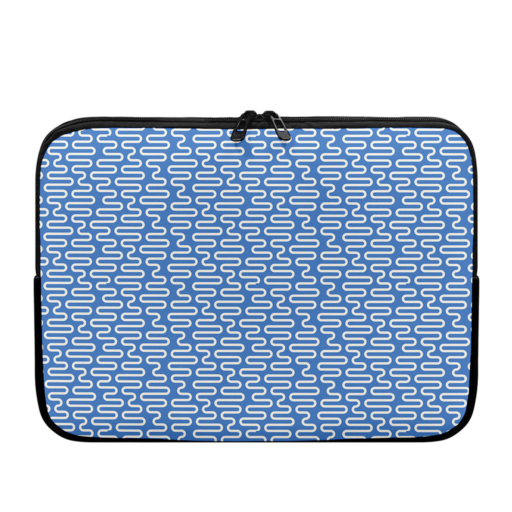 Blue And White DNA Pattern Print Laptop Sleeve