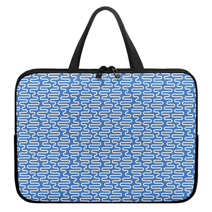Blue And White DNA Pattern Print Laptop Sleeve With Handle