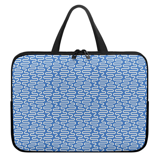 Blue And White DNA Pattern Print Laptop Sleeve With Handle