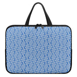 Blue And White DNA Pattern Print Laptop Sleeve With Handle