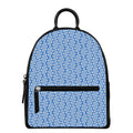 Blue And White DNA Pattern Print Leather Backpack