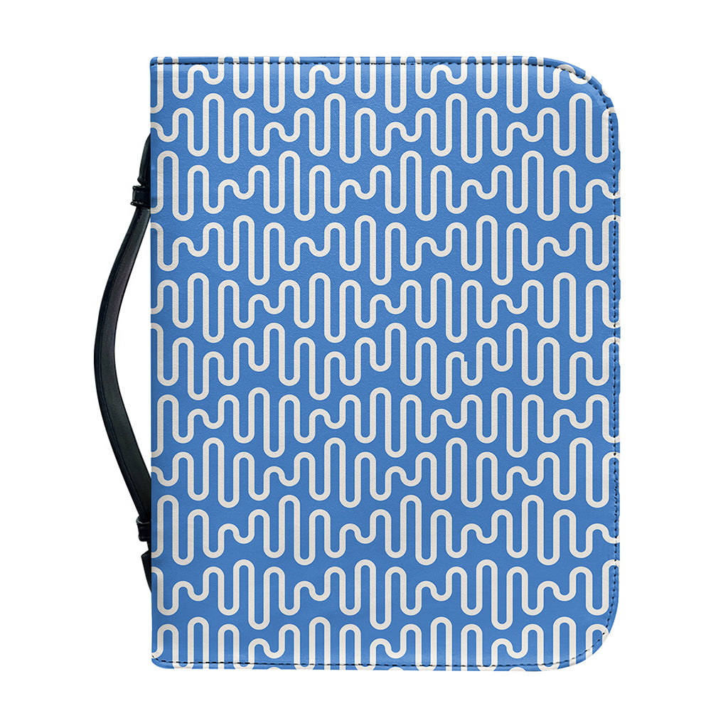 Blue And White DNA Pattern Print Leather Bible Cover