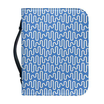 Blue And White DNA Pattern Print Leather Bible Cover
