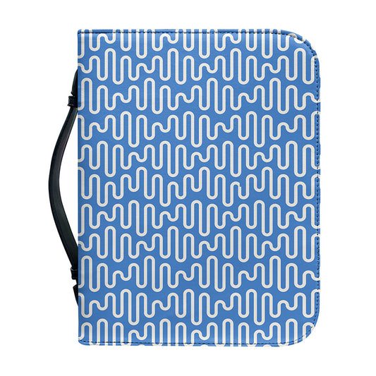 Blue And White DNA Pattern Print Leather Bible Cover