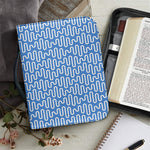 Blue And White DNA Pattern Print Leather Bible Cover