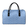 Blue And White DNA Pattern Print Leather Duffel Bag