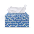 Blue And White DNA Pattern Print Leather Tissue Box Cover