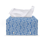 Blue And White DNA Pattern Print Leather Tissue Box Cover