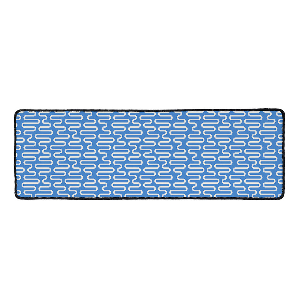 Blue And White DNA Pattern Print Long Kitchen Mat