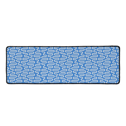 Blue And White DNA Pattern Print Long Kitchen Mat